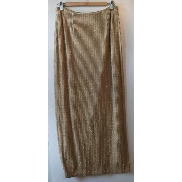 Vintage Cache Skirt Womens Size 10 Gold Metallic Glitter Maxi Evening Party 90s - Picture 1 of 10